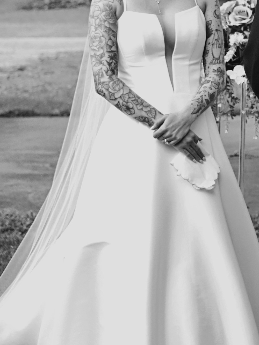 Classic White Silhouette A-Line Wedding Gown - Picture 3 of 3